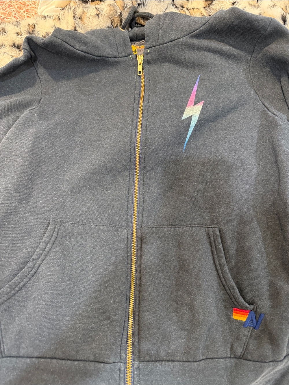 AVIATOR NATION ZIP HOODIE GENTLY USED SIZE SMALL BOLT FADE - Picture 1 of 3